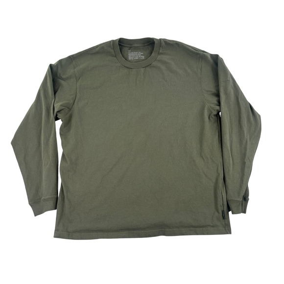 Outerknown  The Big Heavy Tee Olive X-LRG Organic Cotton Long Sleeve Tee - Picture 1 of 8